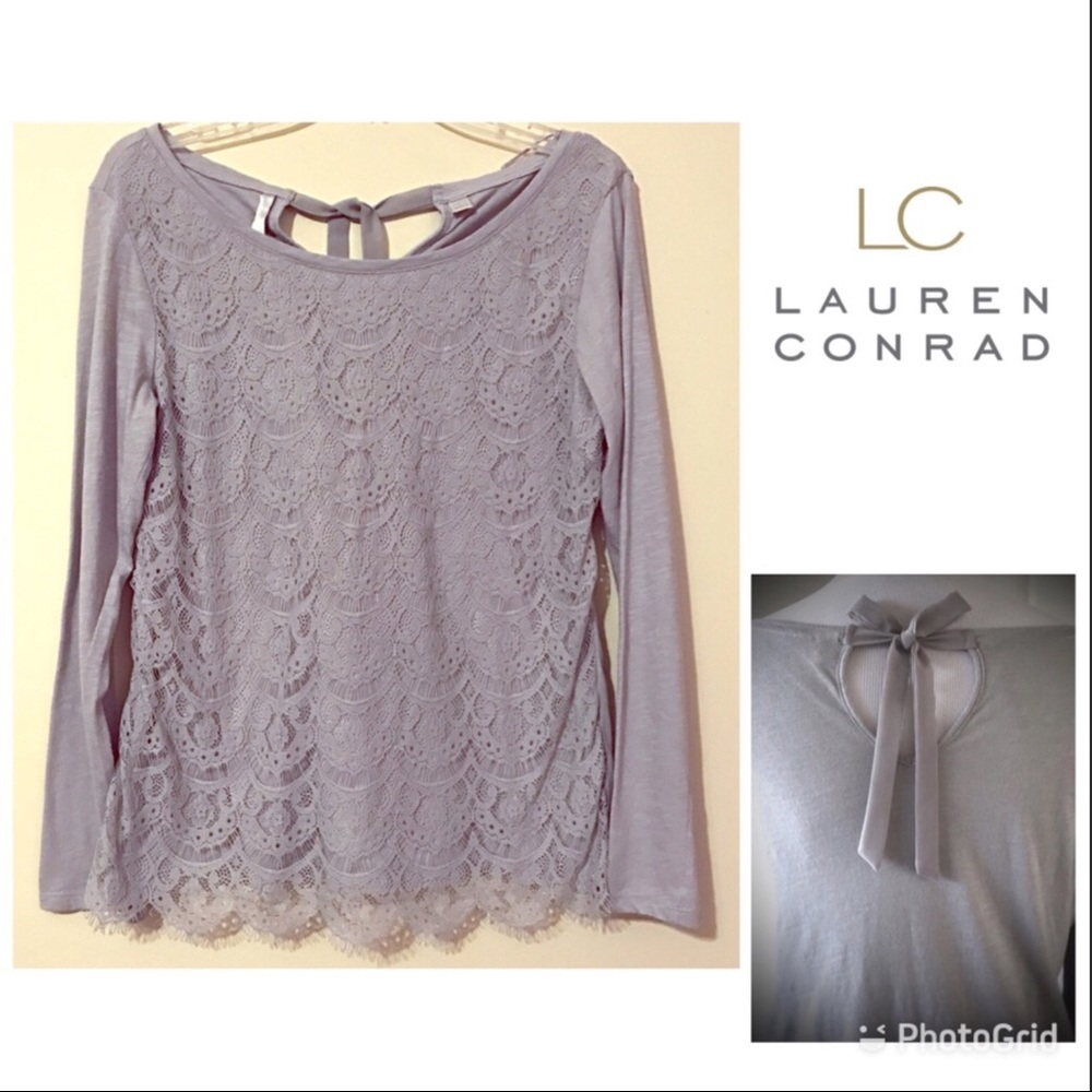 [LC Lauren Conrad] Elegant Lace Embellished Top